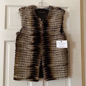Adrienne Landau Rabbit Fur chinchilla print vest. Sz. S.